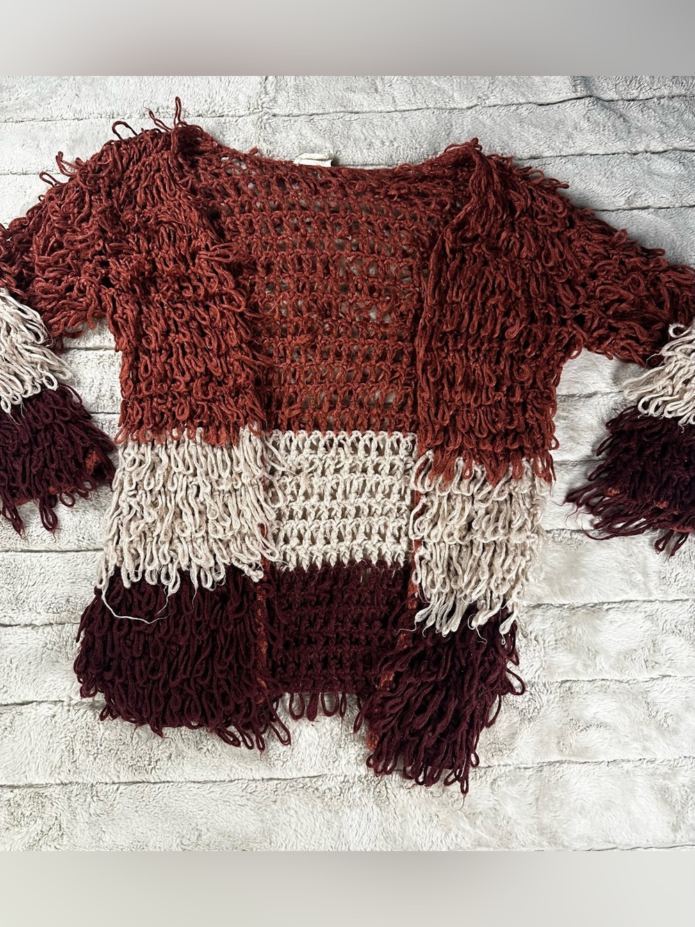Hayden Girls Fall Colorblock Shaggy Loop Cardigan, L/XL